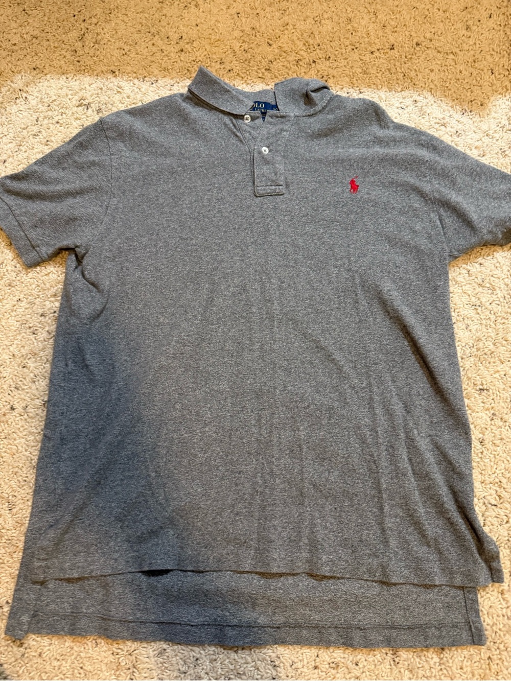 Ralph Lauren Gray Polo Shirt with Red Pony Logo
